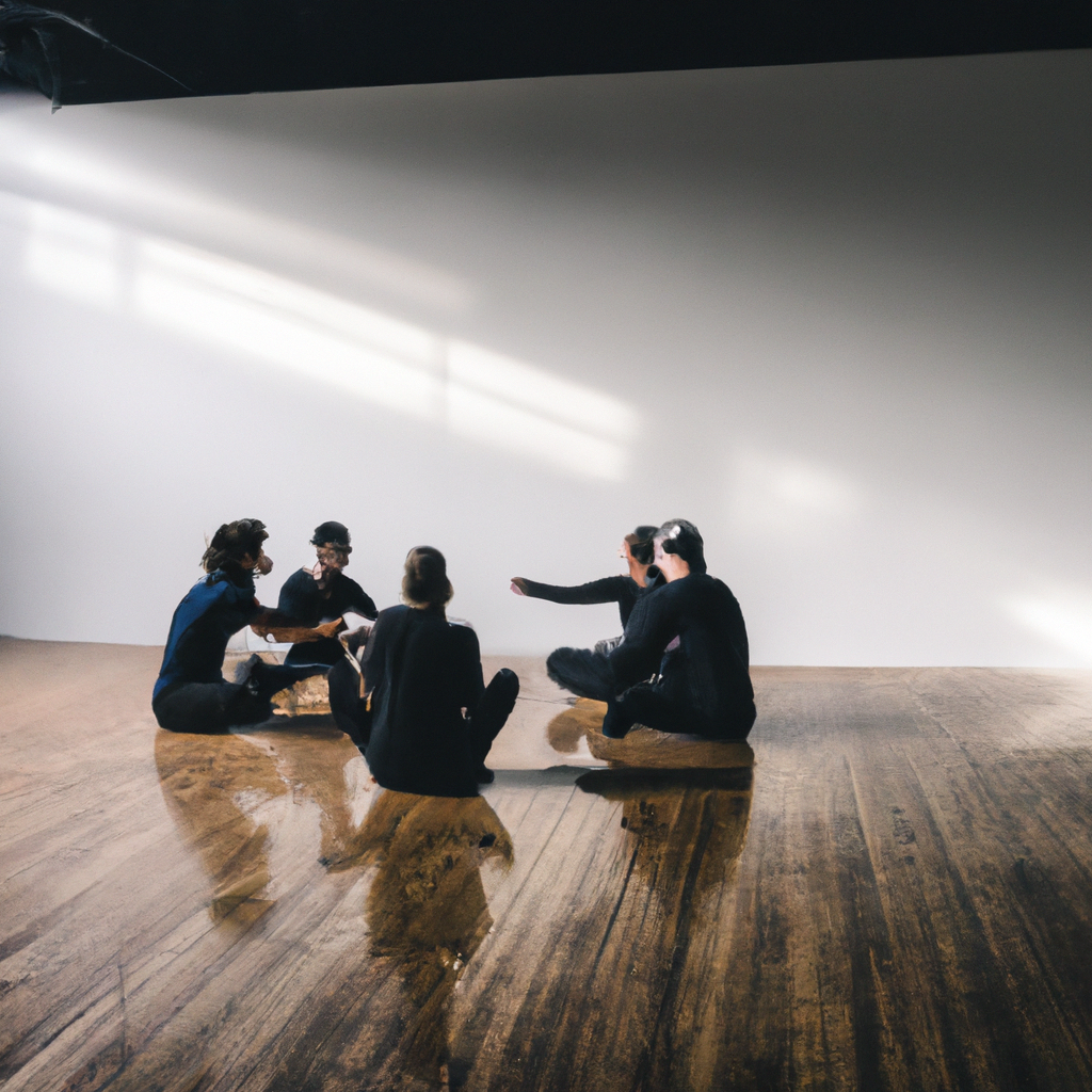 Sala de entrenamiento minimalista en Chile con estudiantes en calentamiento y docente guiando